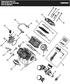 Pump Assembly Parts Diagram and Parts List for TQ312500AJ  Campbell Hausfeld Compressor